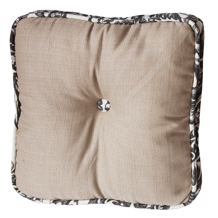 Augusta Toile - Buttoned Toile Box Pillow - Tan