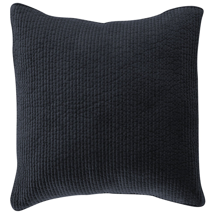 Stonewashed Cotton Velvet - Quilted Euro Sham - Navy