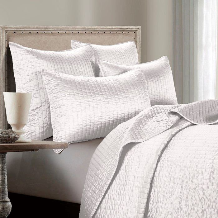 Satin Channel - Full/Queen Quilt Set (Set of 3) - White
