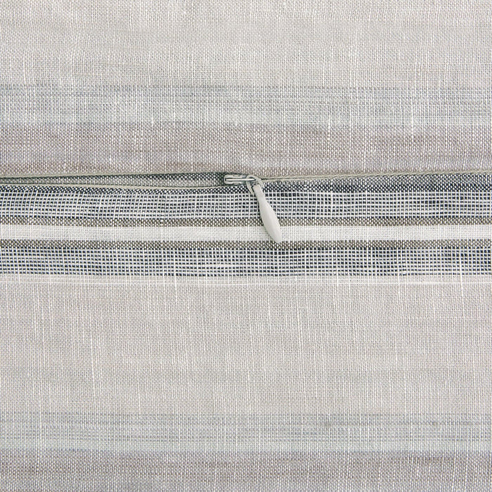 100% French Flax Linen - Queen Variegated Stripe Duvet Cover Set (Set of 3) - Charcoal