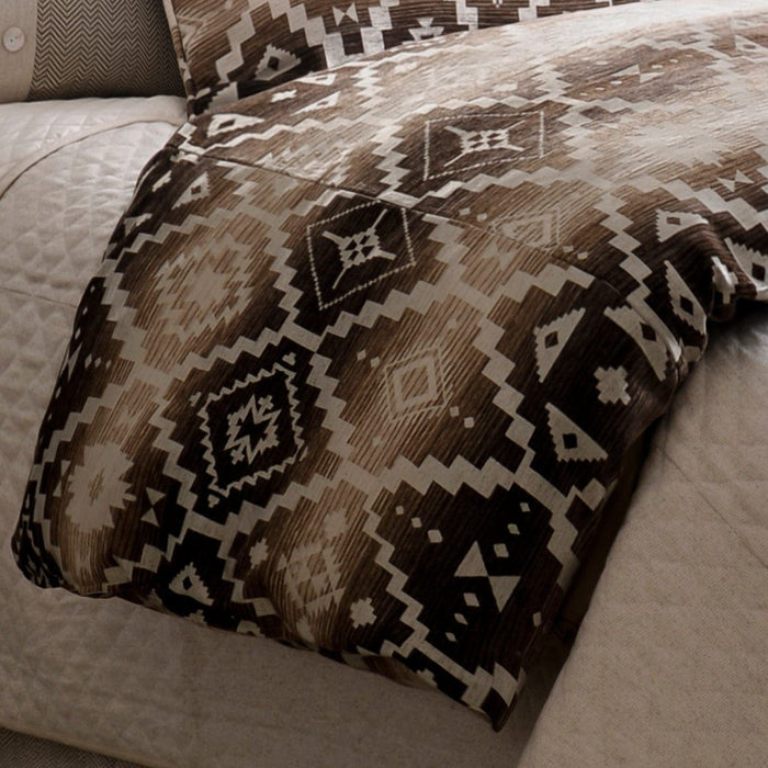 Chalet - King Aztec Duvet Cover - White / Brown