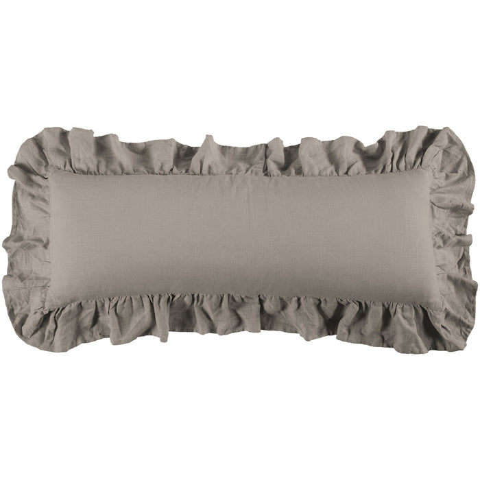 Luna - Washed Linen Ruffled Lumbar Pillow - Taupe