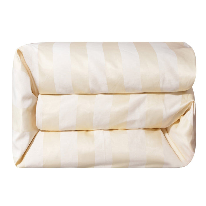 Hollywood - Queen Cabana Stripe Duvet Cover - White / Cream