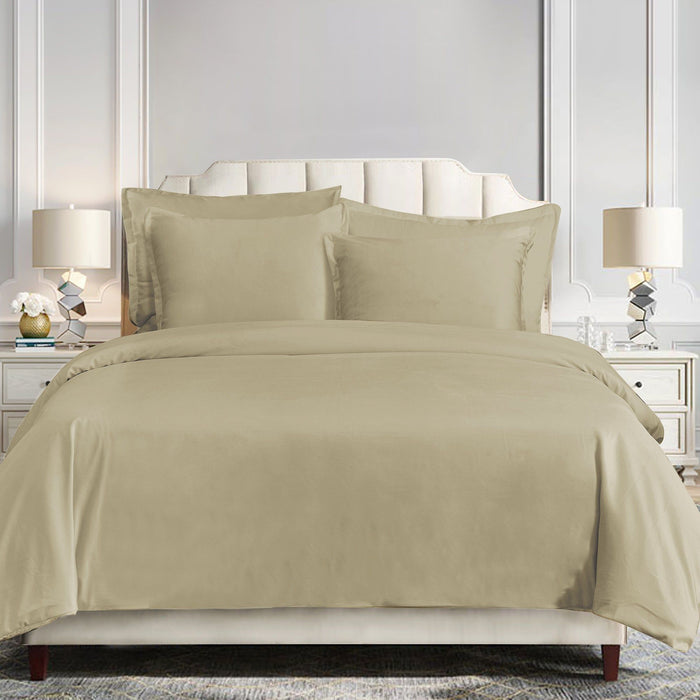 Simone - Queen Velvet Duvet Cover Set (Set of 3) - Oatmeal