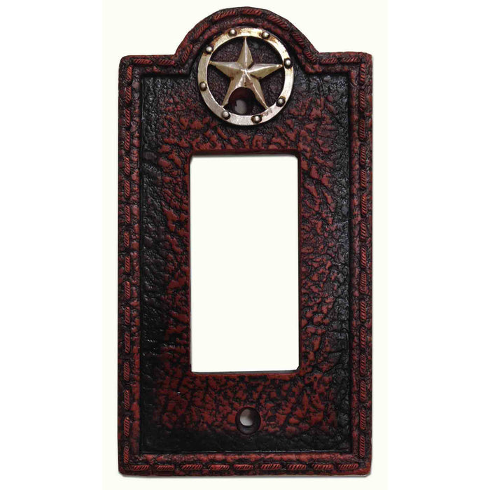 Leather Grain Switch Plate - 5" x 3.5" Leather Grain Single Rocker Wall Switch Plate 4 Per Carton - Brown