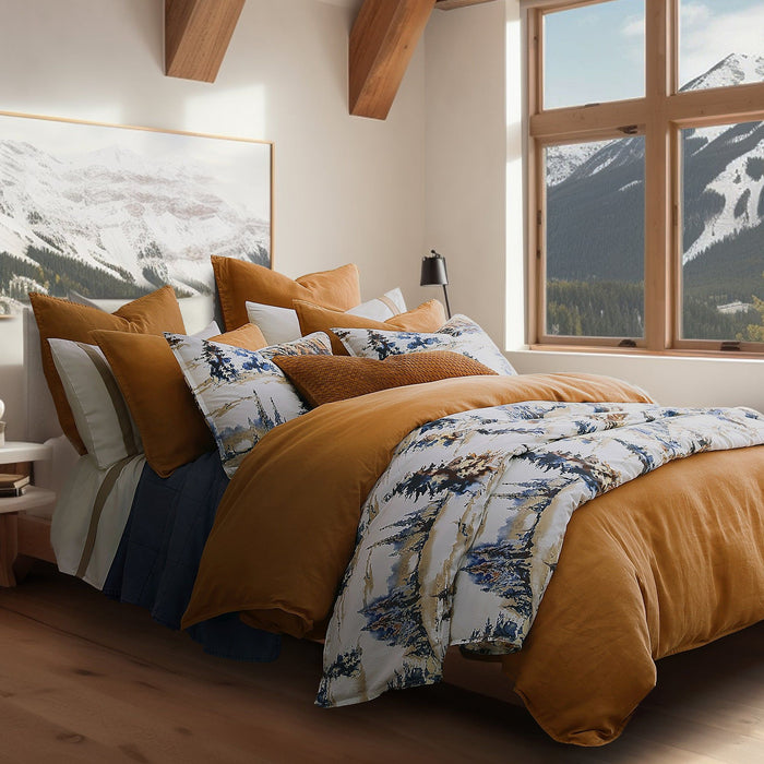 Acadia - King Reversible Duvet Cover Set (Set of 3) - Copper