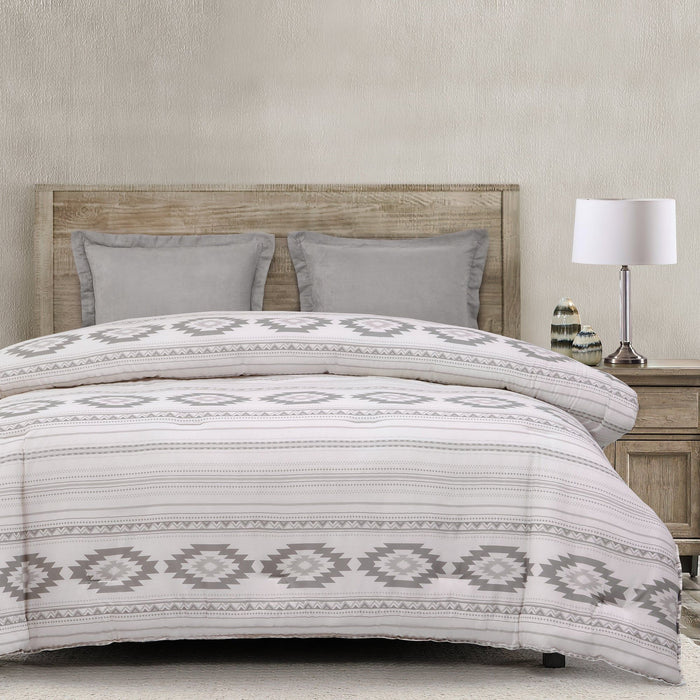 Free Spirit - Twin Comforter Set (Set of 3) - Gray / White