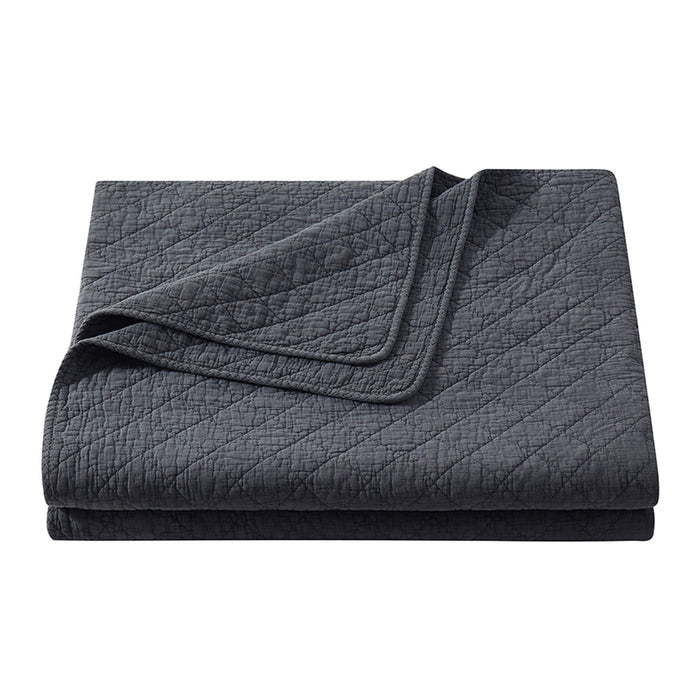 Cotton Gauze - Twin Stonewashed Quilt - Charcoal