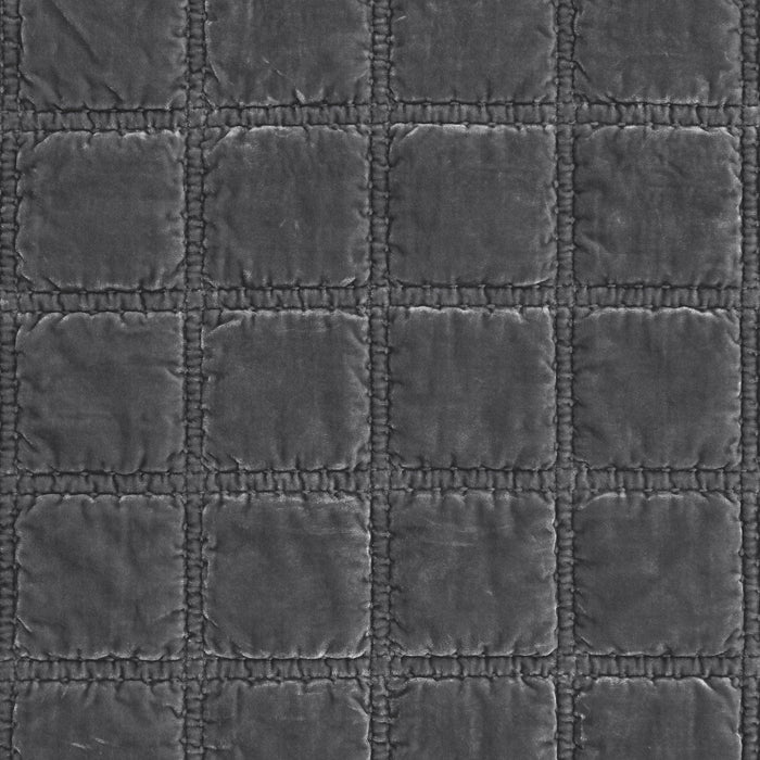 Stella - Faux Silk Velvet Double Box Stitch Throw - Slate
