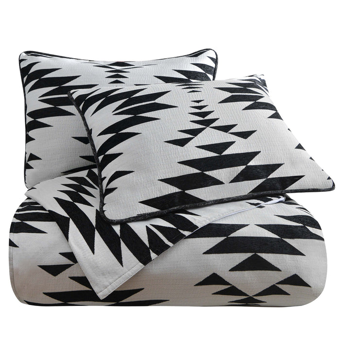 Amelia - Queen Aztec Comforter Set (Set of 3) - Black / White