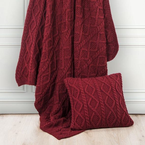 Cable Knit - Soft Diamond Throw Pillow - Red