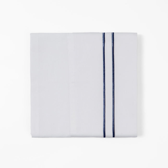 Stripe Sheet - King 350TC Embroidered Stripe Sheet Set (Set of 4) - White / Navy