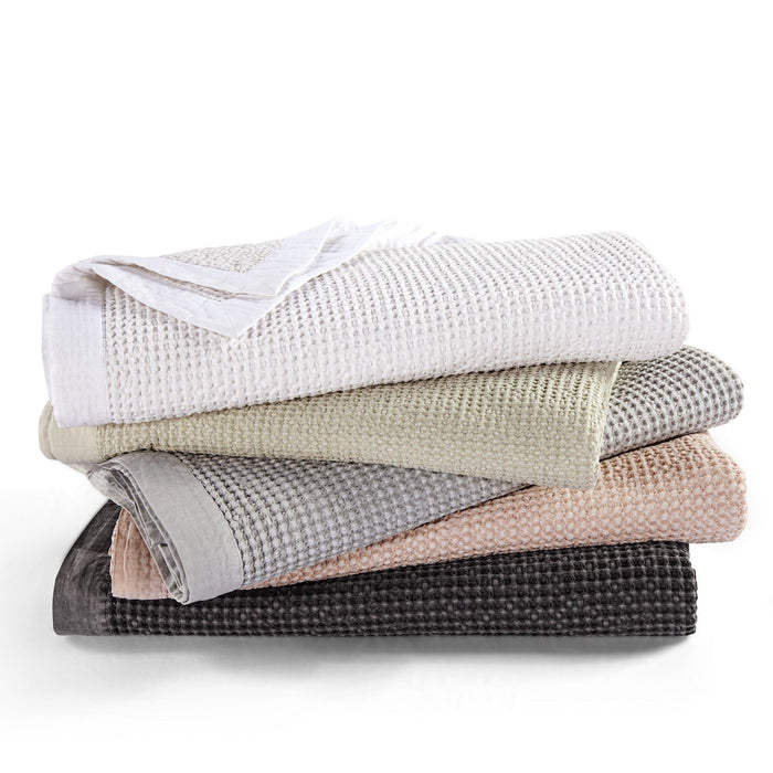 Stonewashed Cotton Waffle Weave - King Coverlet Set (Set of 3) - Slate