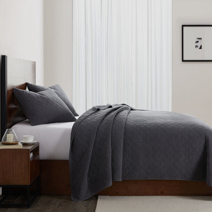 Cotton Gauze - Full/Queen Stonewashed Quilt - Charcoal