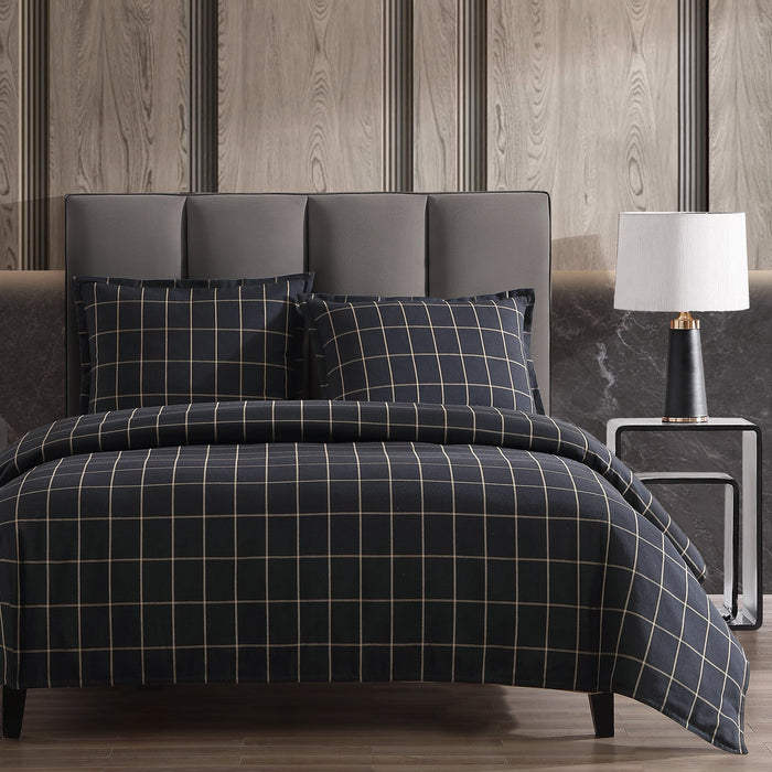 Windowpane - Twin Plaid Comforter Set (Set of 2) - Black