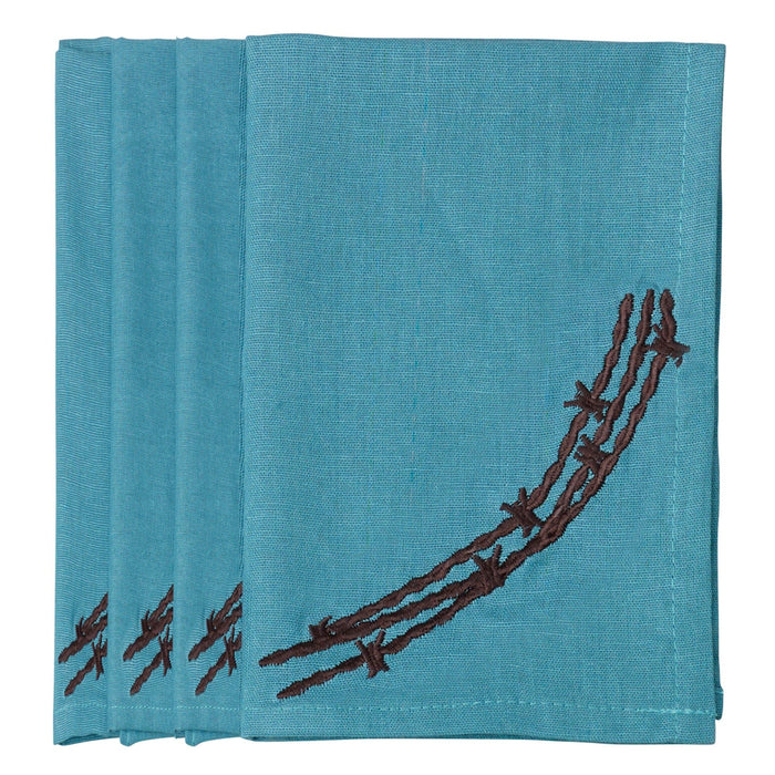 Rustic Barbwire - 16" x 16" Barbwire Napkin Set (Set of 4), 2 Per Carton - Turquoise