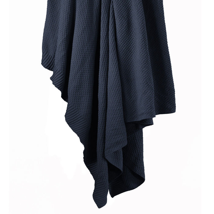 Cotton Knit - Twin Blanket - Navy