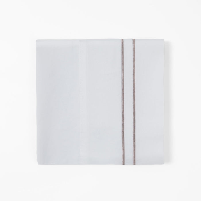 Stripe Sheet - King 350TC Embroidered Stripe Sheet Set (Set of 4) - White / Taupe