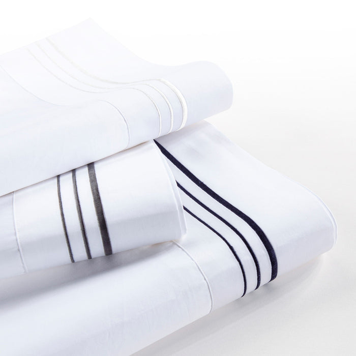 Border Embroidery - Queen Sheet Set (Set of 4) - Gray