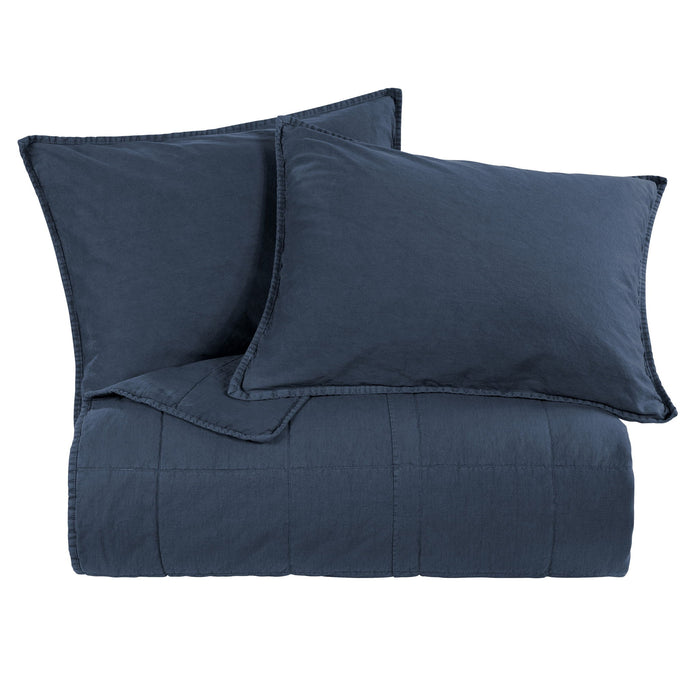 Cotton Canvas - Twin Stonewashed Coverlet Set (Set of 2) - Denim