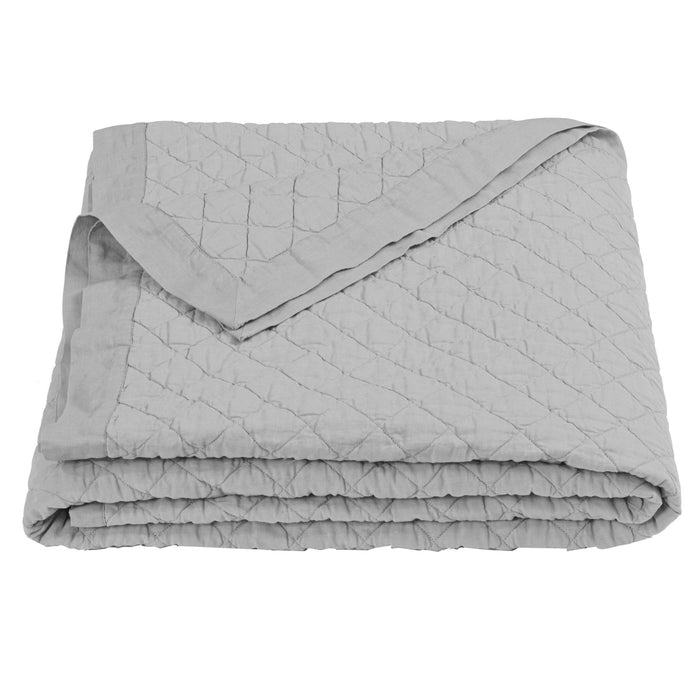 Diamond Linen - King Linen Cotton Diamond Quilt - Gray