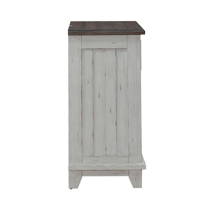 River Place - Bedside Chest With Charging Station - Riverstone White & Tobacco