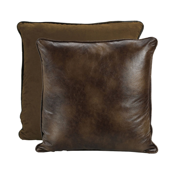 Brown Faux Leather - Euro Pillow - Brown