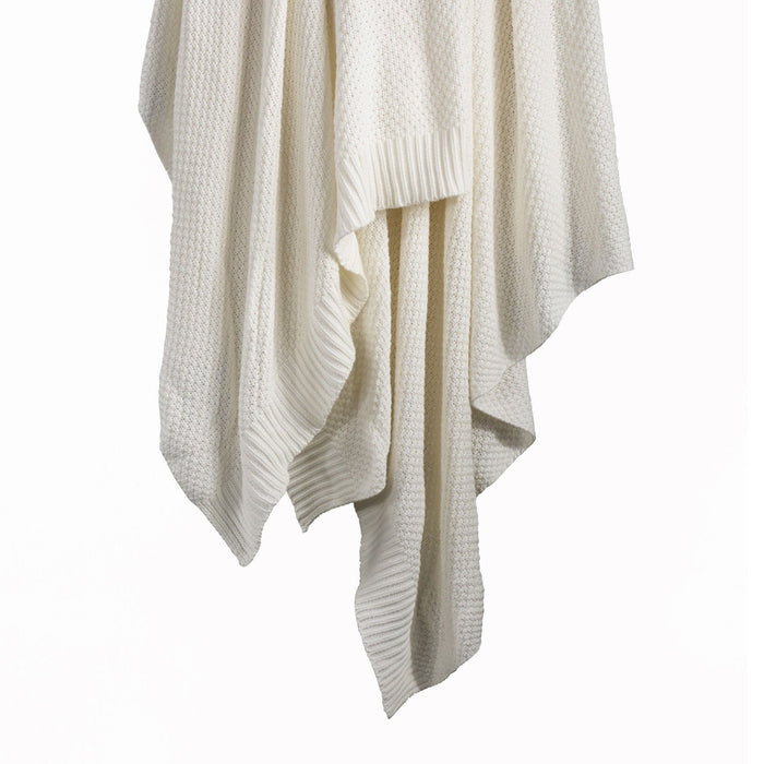 Cotton Knit - Throw Blanket - Vintage White