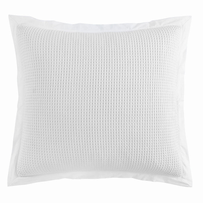 Stonewashed Cotton Waffle Weave - Euro Sham - White