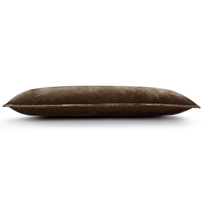 Stella - Faux Silk Velvet Long Lumbar Pillow - Green Ochre