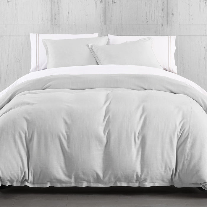 Hera - King Washed Linen Flange Duvet Cover Set (Set of 3) - Light Gray