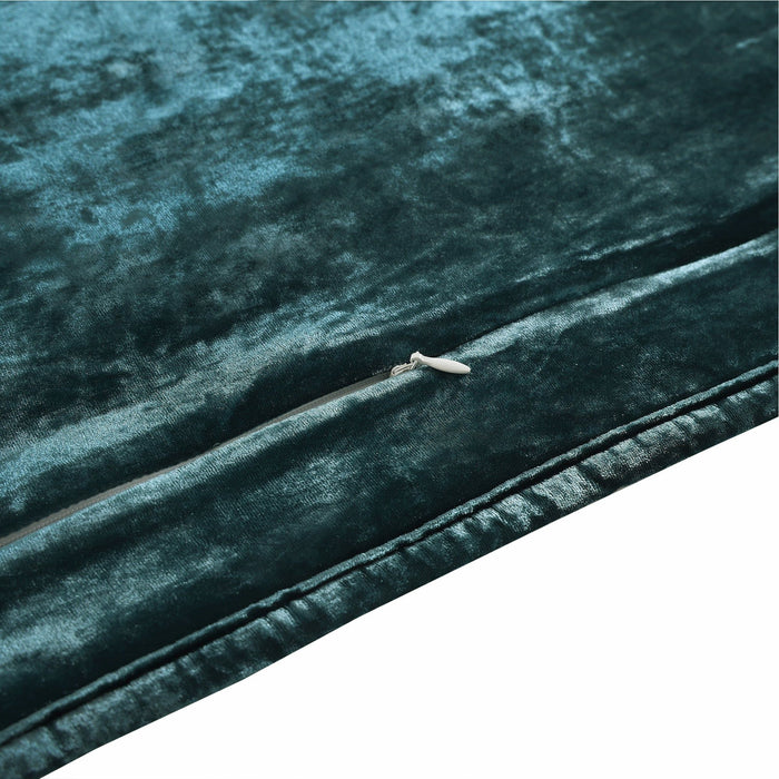Stella - King Faux Silk Velvet Double Box Stitch Quilt Set (Set of 3) - Storm Blue