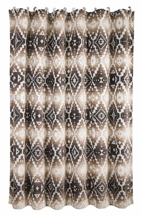 Chalet - Aztec Shower Curtain - White / Brown