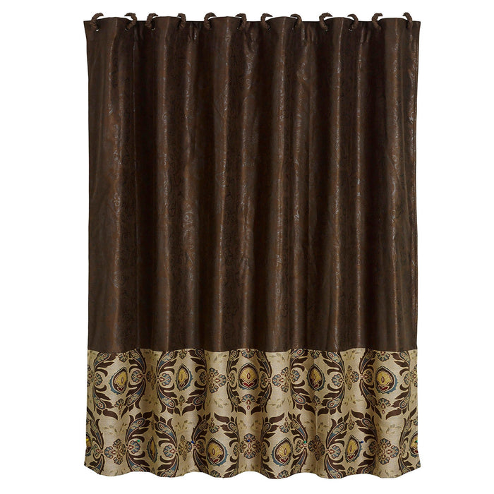 Loretta - Faux Tooled Leather Shower Curtain - Dark Brown
