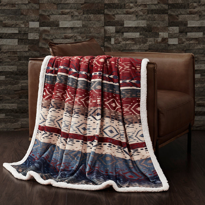 Campfire - Home On The Range Aztec Campfire Sherpa Throw 6 Per Carton - Multi Color
