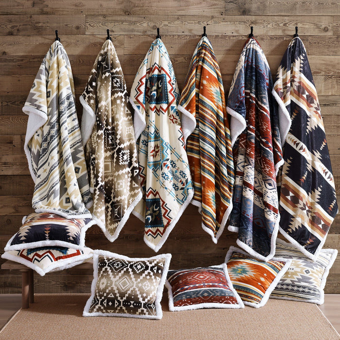 Campfire - Elsa Cowhide Campfire Sherpa Pillow - Chocolate