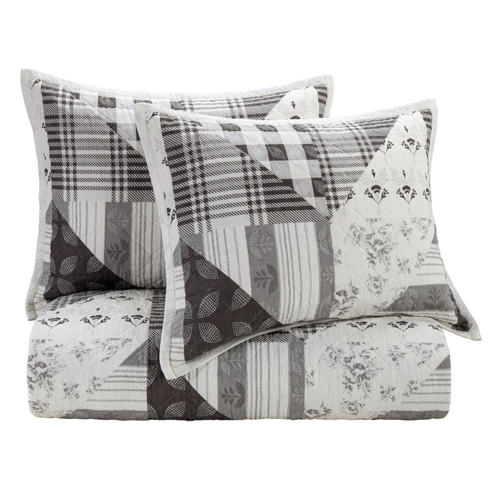 Patchwork Prairie - Twin Reversible Quilt Set (Set of 2) - Black