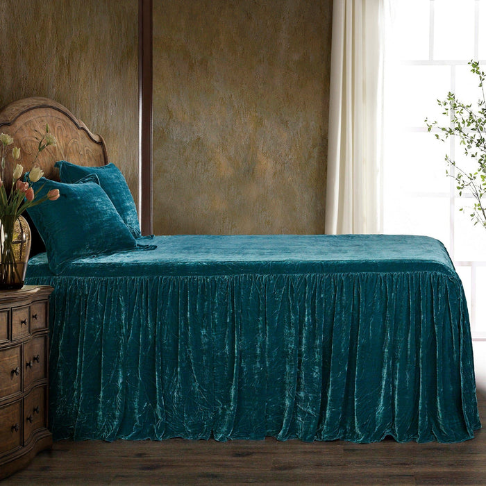 Stella - King Faux Silk Velvet Bedspread Set (Set of 3) - Teal