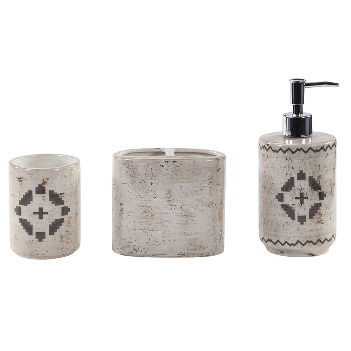 Dakota - Ceramic Countertop Bathroom Set (Set of 3), 4 Per Carton - Cream