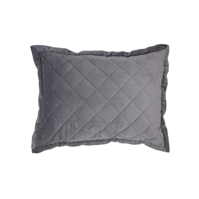 Velvet Diamond - Quilted Boudoir Pillow - Gray