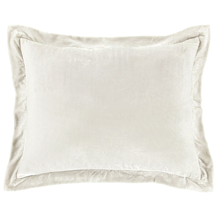 Stella - Faux Silk Velvet Flanged Dutch Euro Pillow - Stone