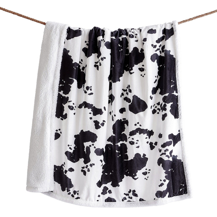 Campfire - Elsa Cowhide Campfire Sherpa Throw 6 Per Carton - Black / White