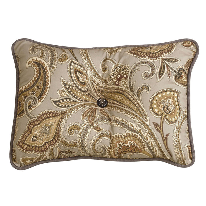 Piedmont - Paisley Tufted Lumbar Pillow - Tan