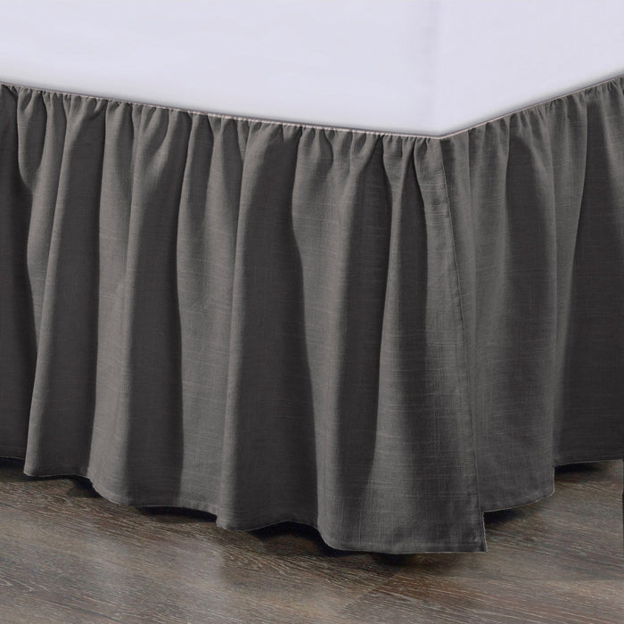 Lily - Queen Washed Linen Gathered Bed Skirt - Slate