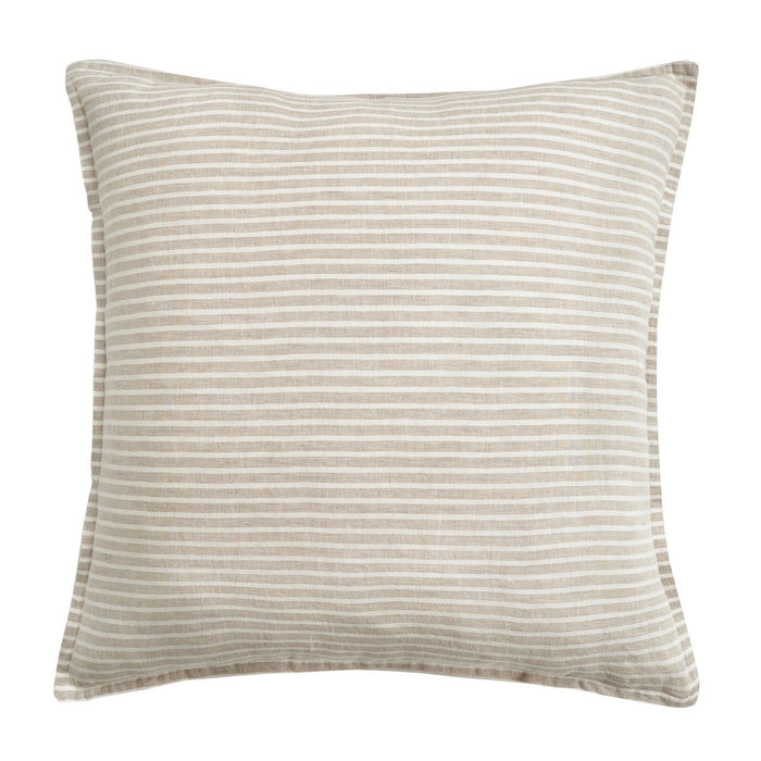100% French Flax Linen - Railroad Stripe Euro Sham - Natural