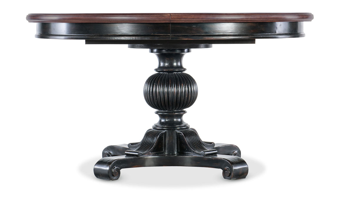 Charleston - Round Pedestal Dining Table With 1-20" leaf - Dark Brown
