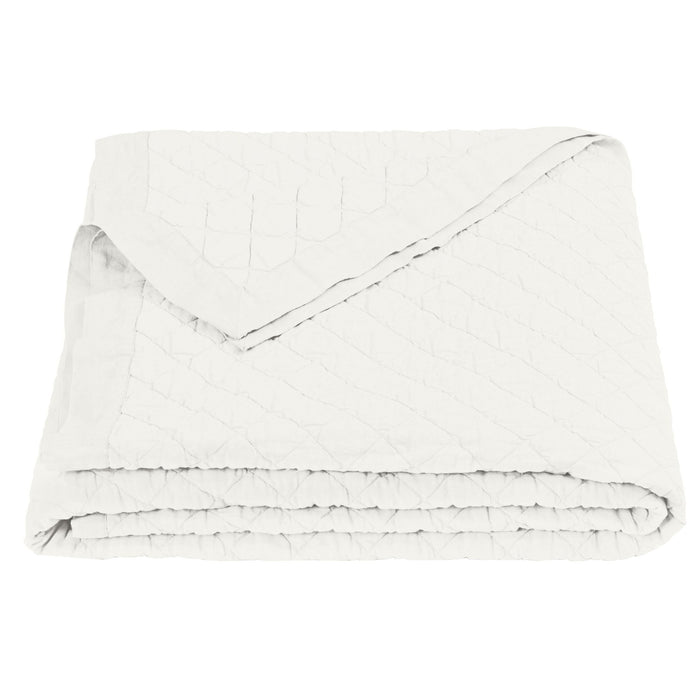 Diamond Linen - Twin Linen Cotton Diamond Quilt - Vintage White