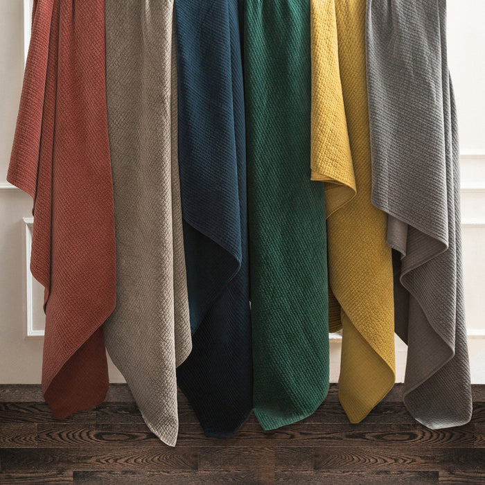 Stonewashed Cotton Velvet - Quilted Euro Sham - Black