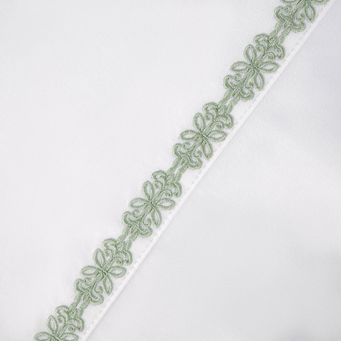 Laurel Sheet - King 350TC Laurel Embroidered Border Sheet Set (Set of 4) - Fern Green