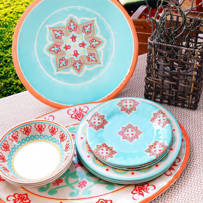 Western Melamine - Set (Set of 10), 2 Per Carton - Turquoise / Orange
